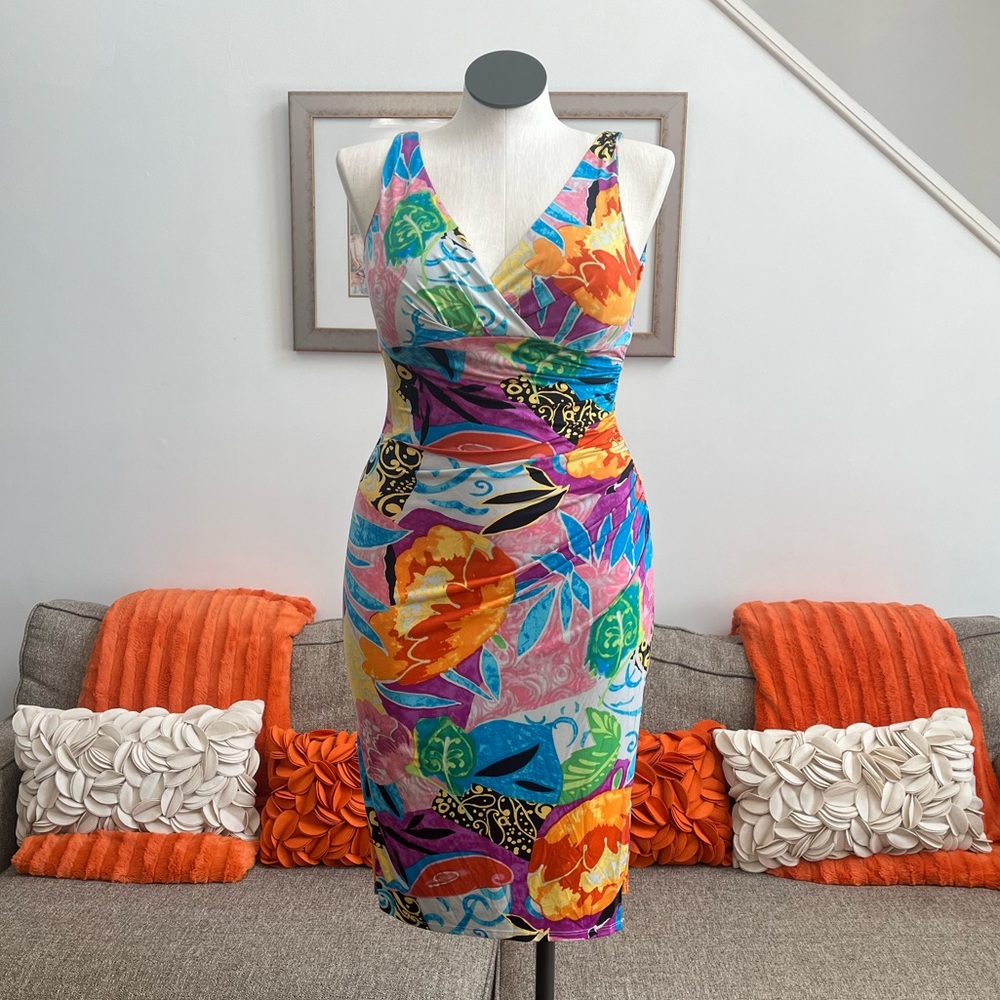 ❣️Ralph Lauren Colorful Multi Print Faux Wrap Dress❣️